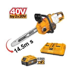 MOTOSIERRA BL INDUSTRIAL + 2 BAT 4AH Y CARG RAP DOBLE 40V/16" INGCO CGSLI401682