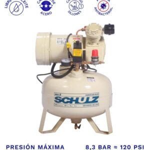 COMPRESOR DENTAL DE 1.0 HP., 220 V., DEPOSITO 30 LITROS, PRESION 120 PSIG., 2 PISTONES,  CAUDAL 6  PIES3/MIN.